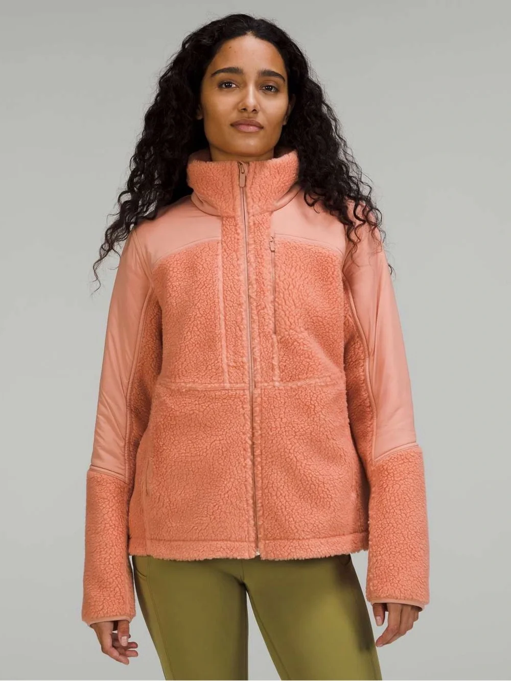 Lululemon Textured Fleece Full-Zip Jacket Pink Women Size 6